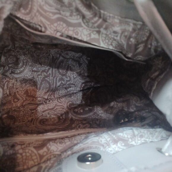 Bella Russo Backpack Purse Gray Taupe Faux Leather Quilted Drawstring Bag NWOT - Picture 5 of 6